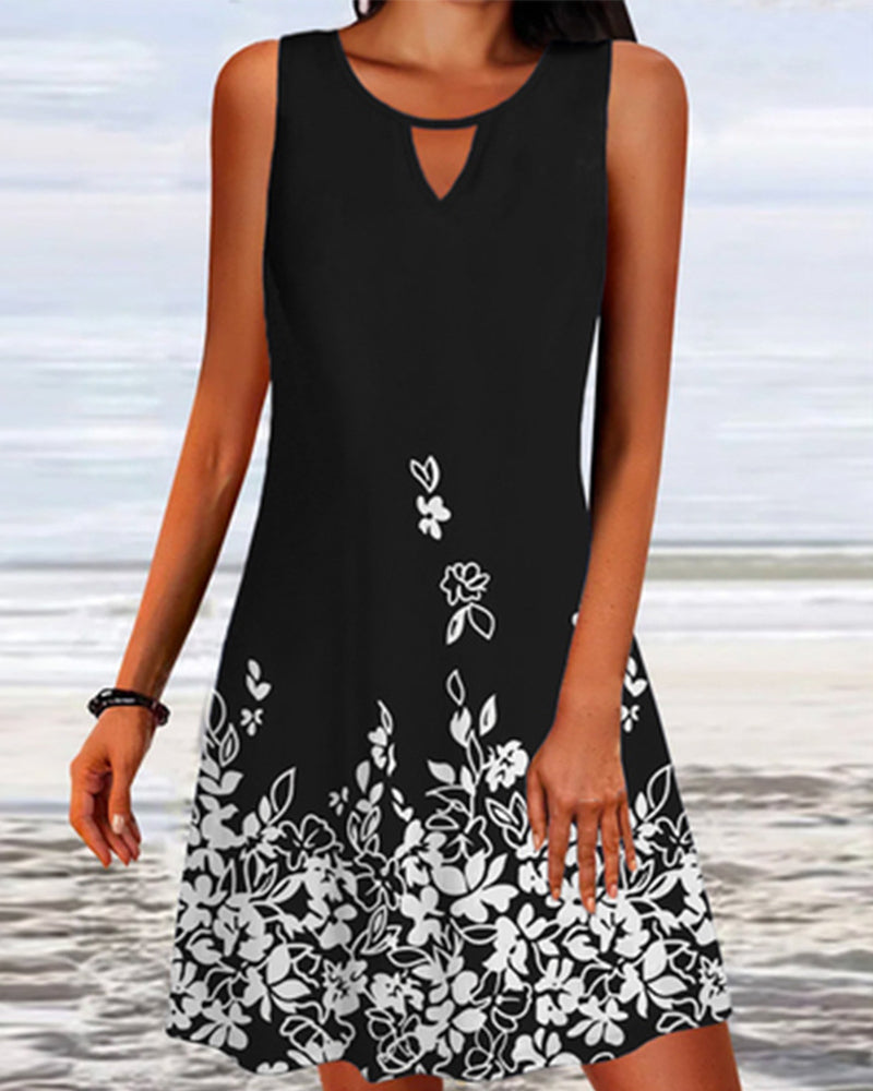 Floral print sleeveless dress