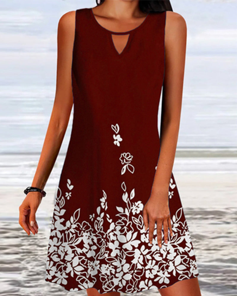 Floral print sleeveless dress