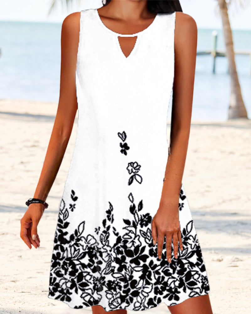 Floral print sleeveless dress