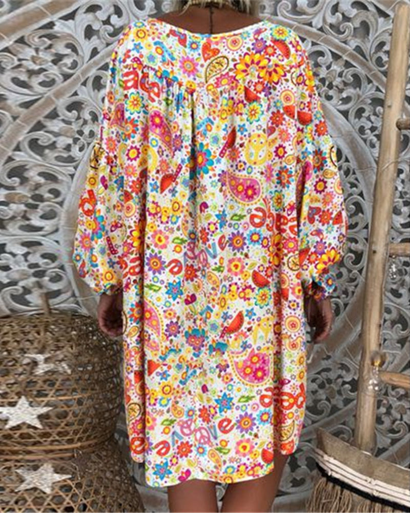 Floral print loose dress