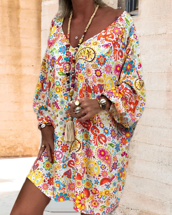 Floral print loose dress