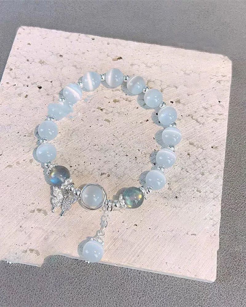 Imitation cat eye crystal butterfly bracelet