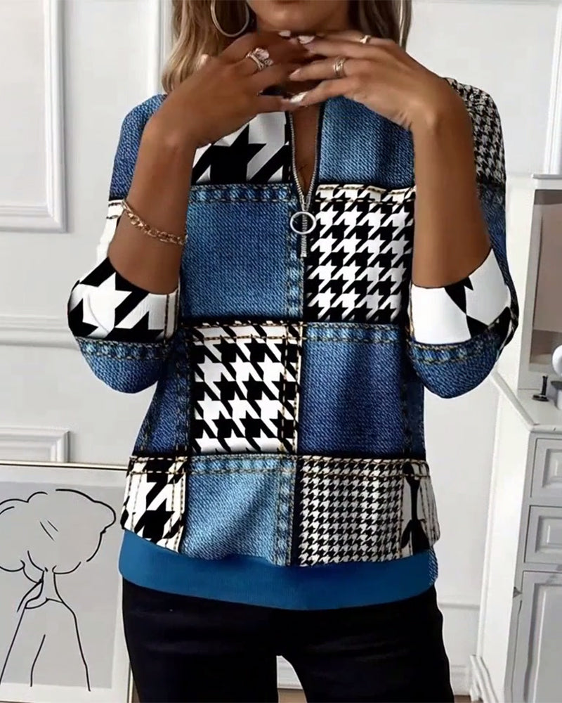 Printed Fashion Half-Zip Sweatshirt