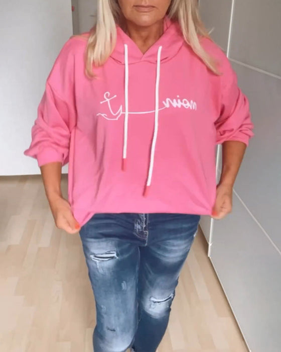 Loose anchor print hoodies