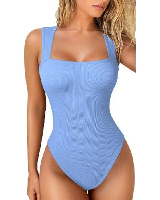 Solid color sleeveless tank bodysuit
