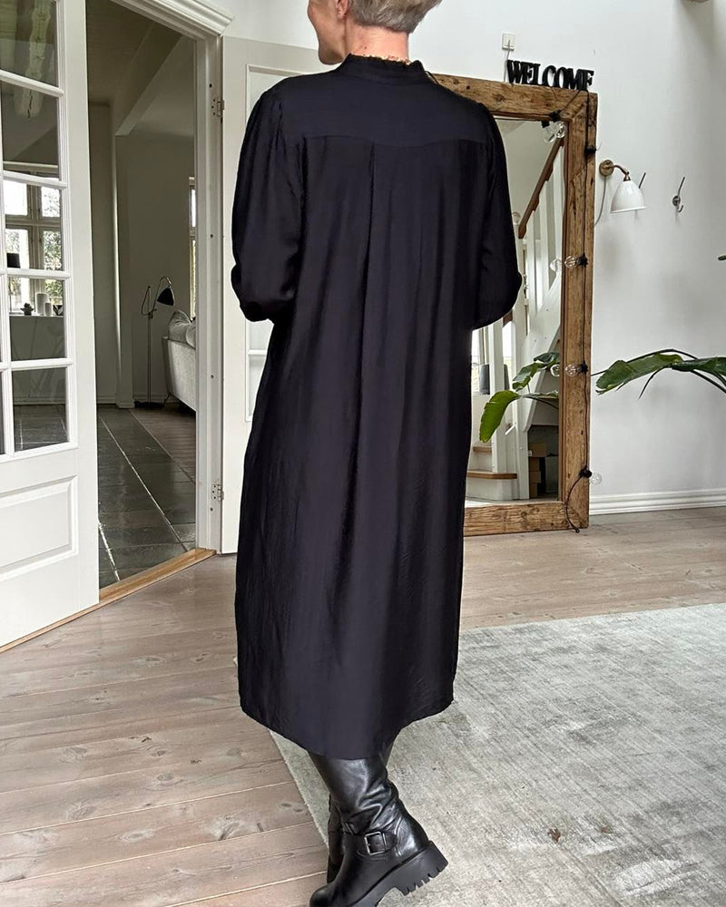 casual solid color dress with V neck