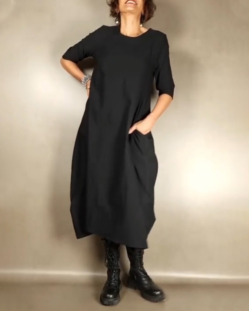 Loose A-Line Dress with Pocket