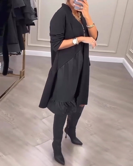 Artistic V-neck long-sleeved dress