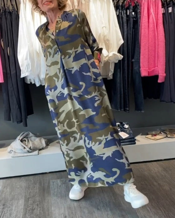 Camouflage style printed dress