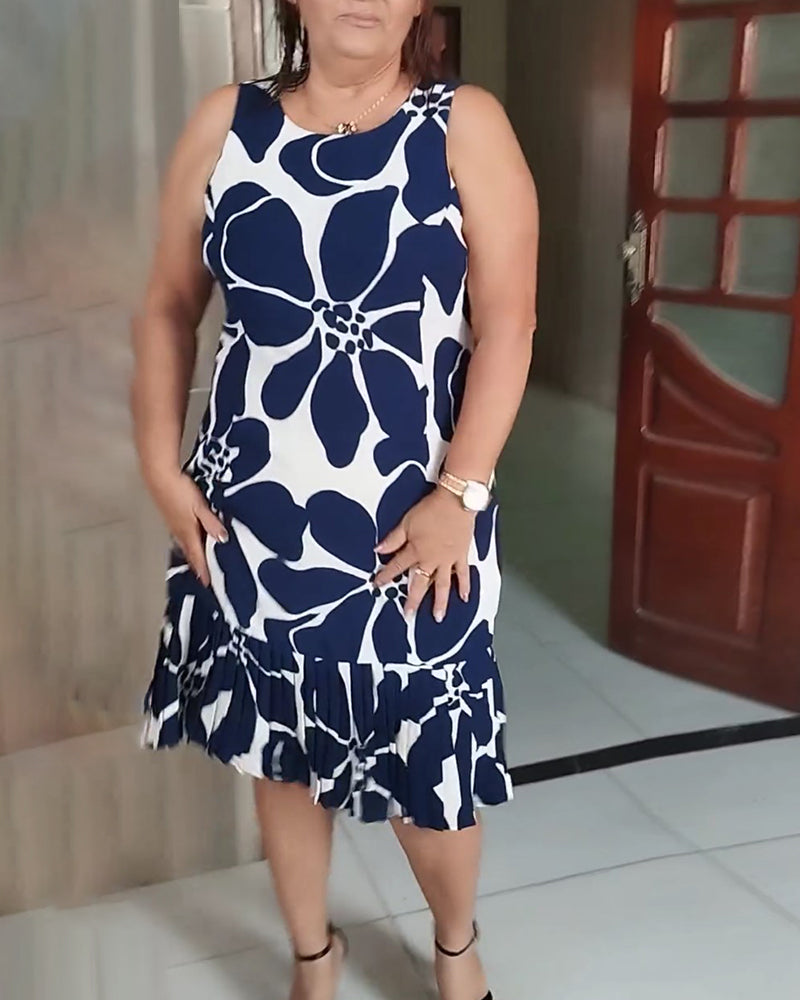 Floral print sleeveless dress