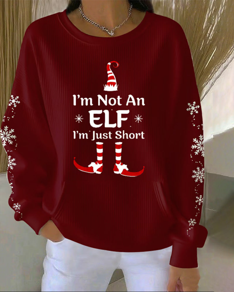 Christmas Shoe Print Round Neck Sweatshirt