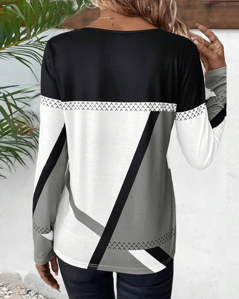 Contrast print casual top