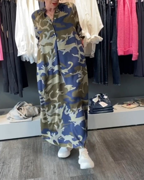 Camouflage style printed dress