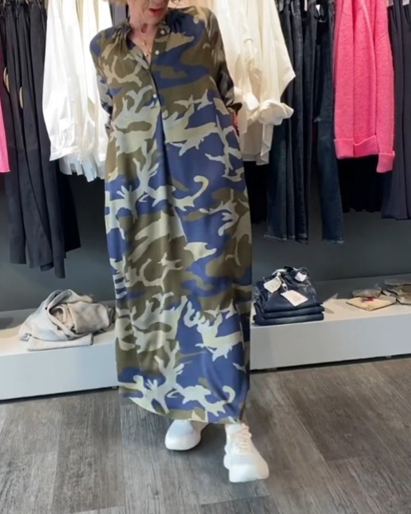 Camouflage style printed dress