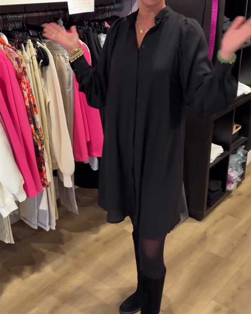 V-neck simple knee-length dress