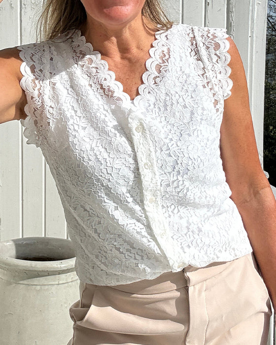 Lace sleeveless v-neck elegant tank top