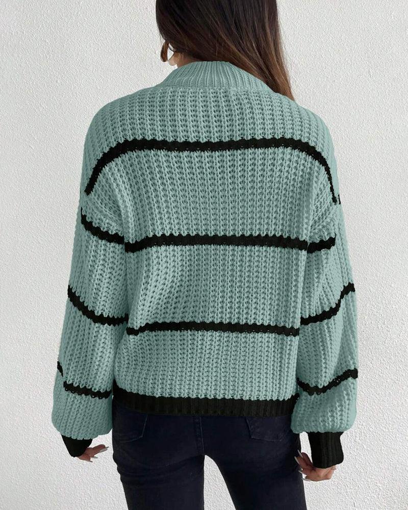 Long-Sleeved Loose Lazy Striped Jumper