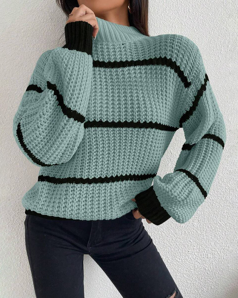 Long-Sleeved Loose Lazy Striped Jumper