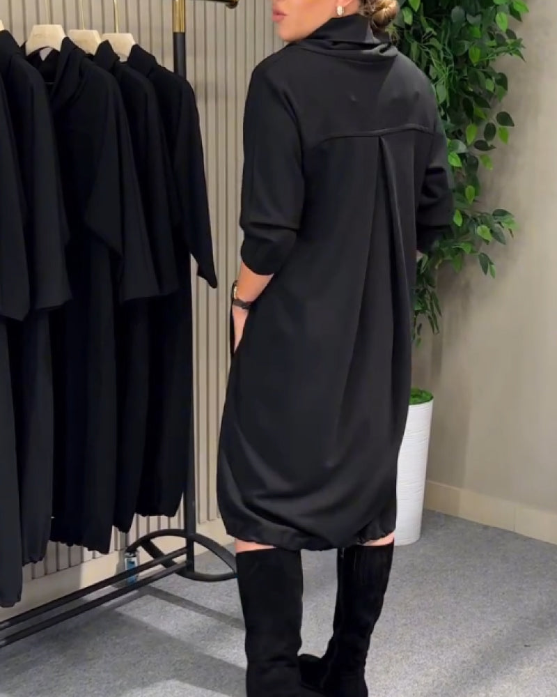 Stylish 3/4 Sleeve Cowl Neck Dress