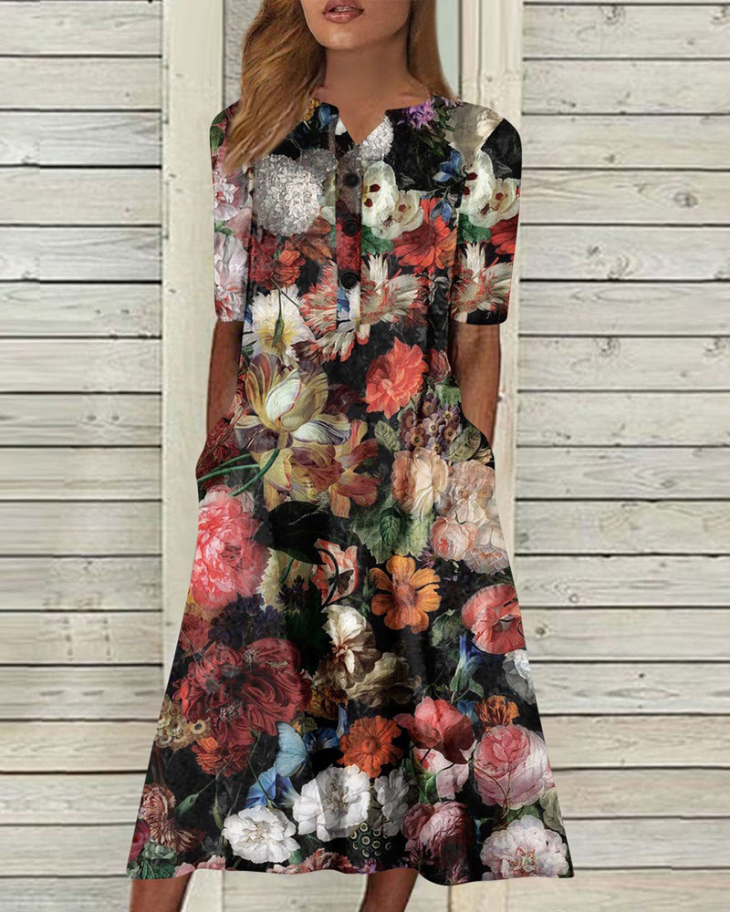 Floral print pocket dress