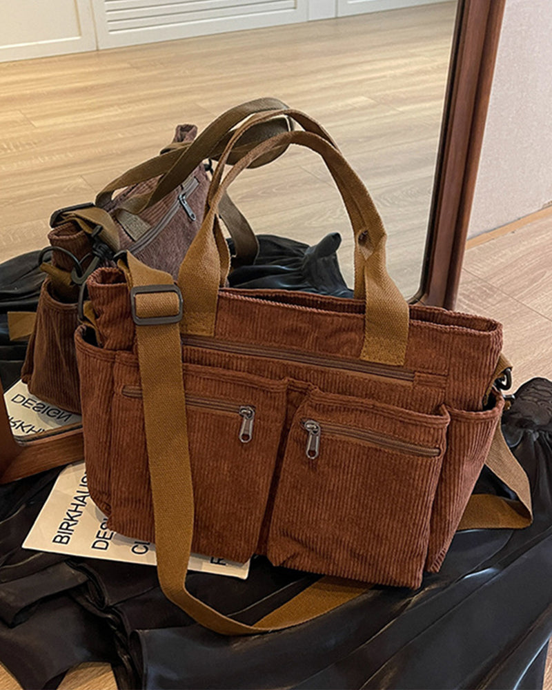 Solid color corduroy bag