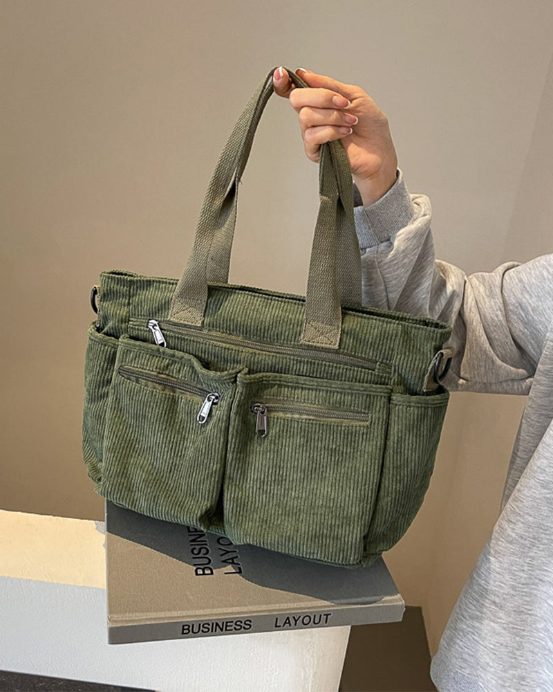 Solid color corduroy bag