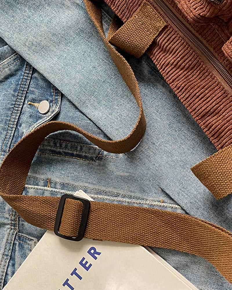 Solid color corduroy bag