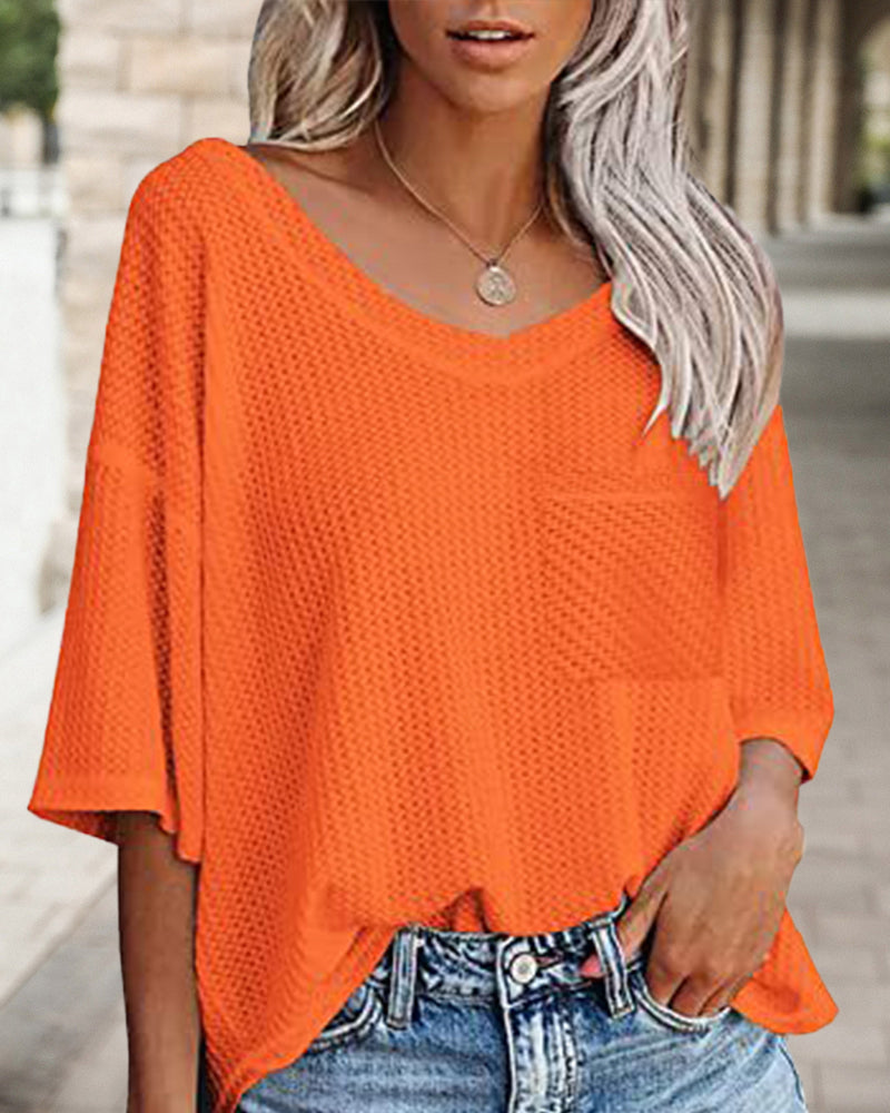 V neck pocket short sleeve t-shirt