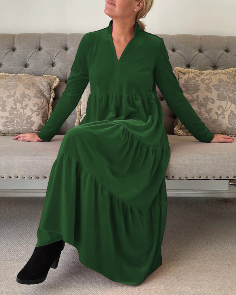 V-neck patchwork dress