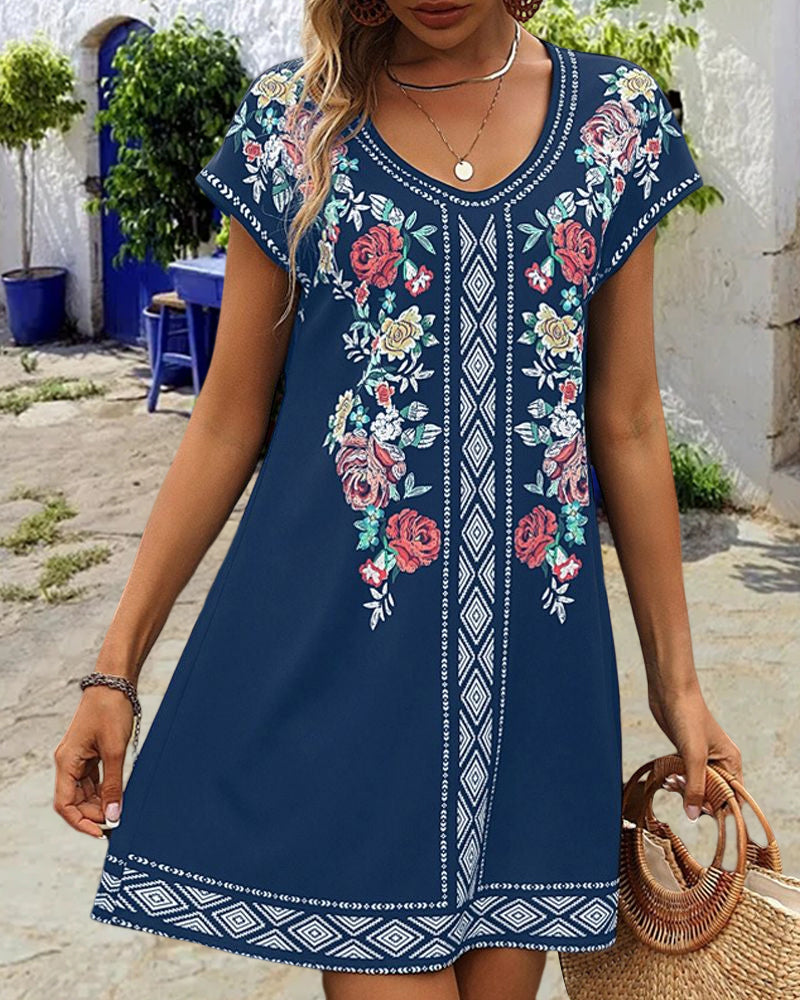 Printed Short sleeve casual dress