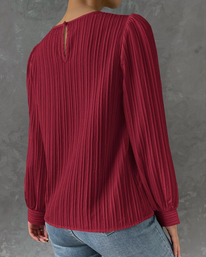 Lantern Sleeve Solid Blouse