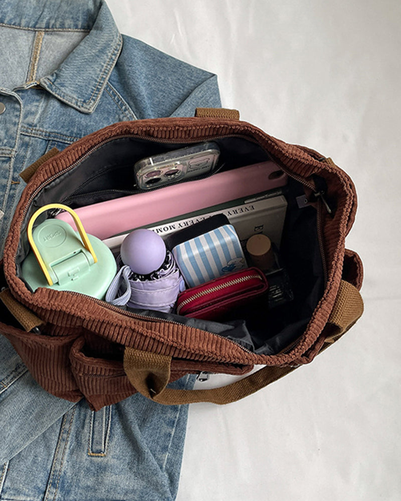 Solid color corduroy bag