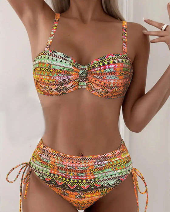 Ethnic Print Sexy Bikini Set