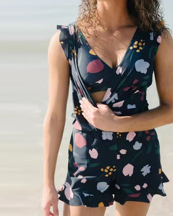 One-piece swimsuit with built-in bra