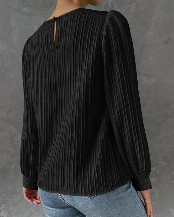 Lantern Sleeve Solid Blouse