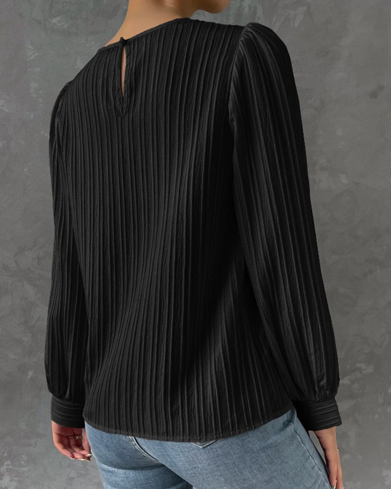 Lantern Sleeve Solid Blouse