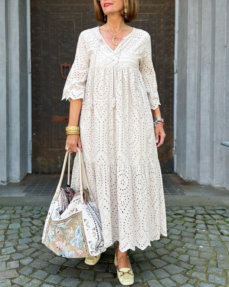 V neck lace dress