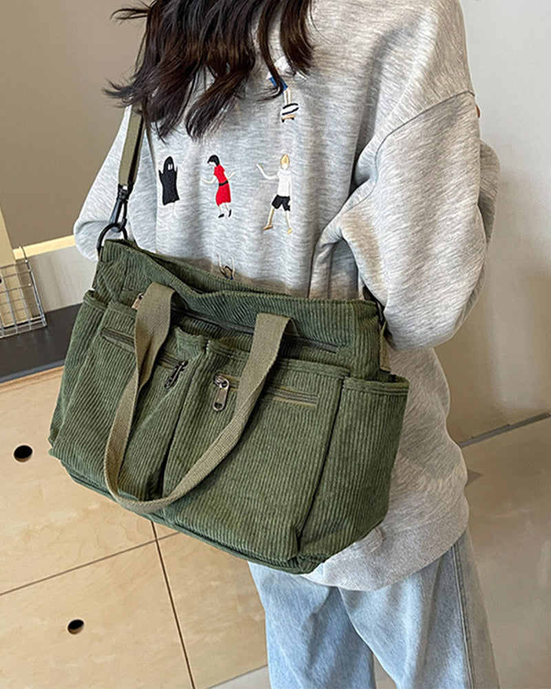 Solid color corduroy bag
