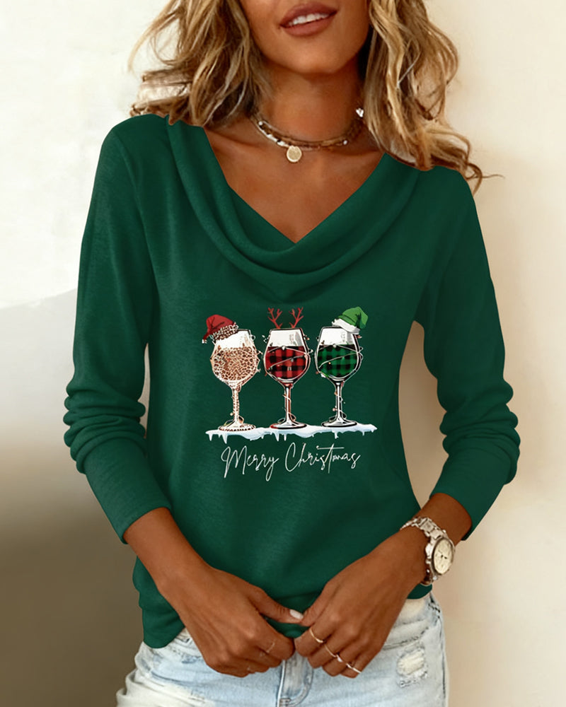 Stacked Collar Printed Wine Glass Top