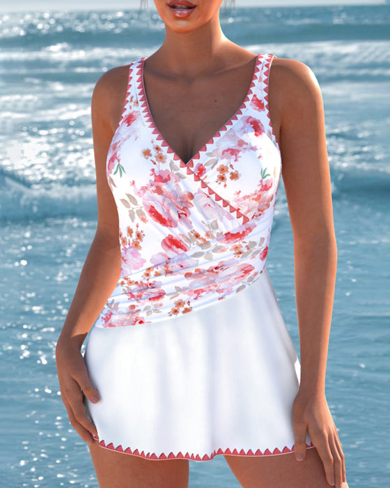 Skirt-style backless swimsuit