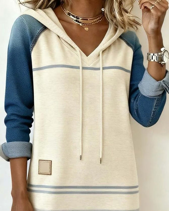 Hooded Striped Color Block Dress