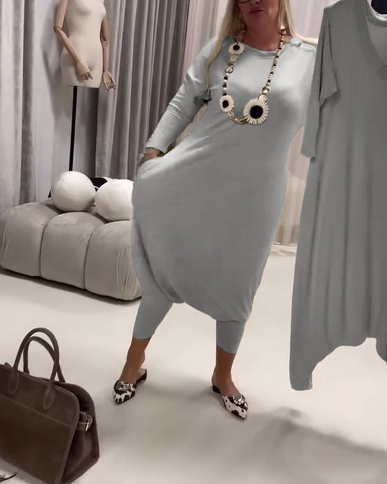 Solid Color Long Sleeve Casual Jumpsuit