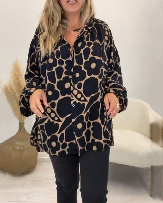 Floral print casual long sleeve top