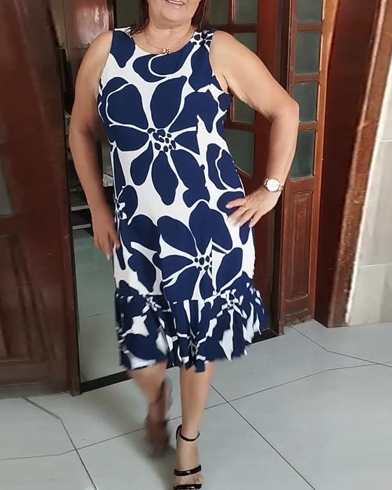 Floral print sleeveless dress