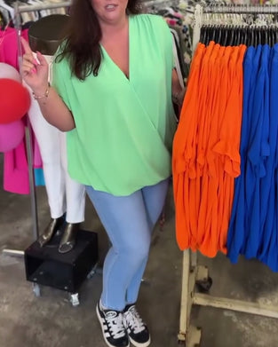 V-neck ruffle trim solid color casual blouse