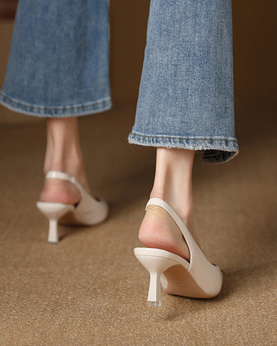 Solid color temperament pointed high heels