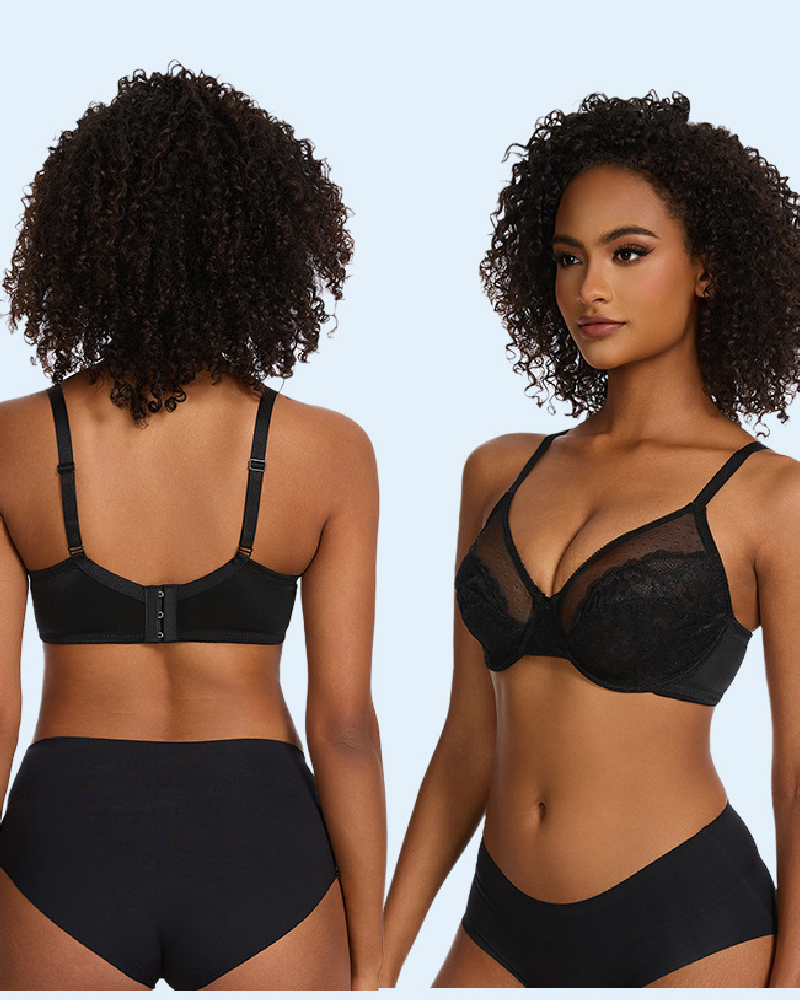 Mesh Lace Gathered Bra