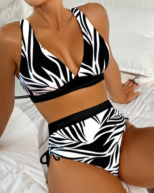Two-Piece Printed High Waist Bikini
