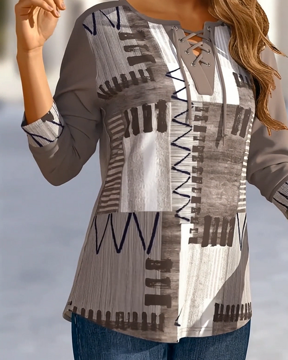 Stylish Criss-Cross Strap Plaid Print Top