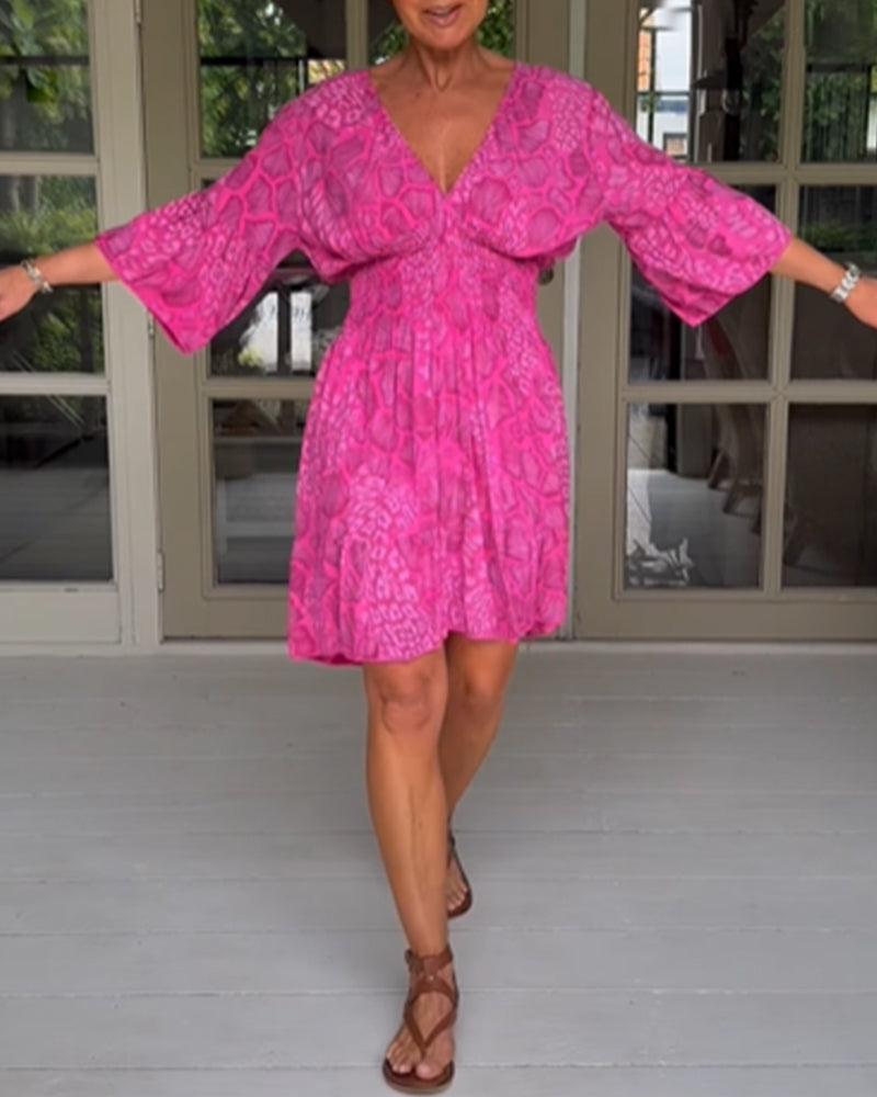 Printed 3/4 sleeve dress